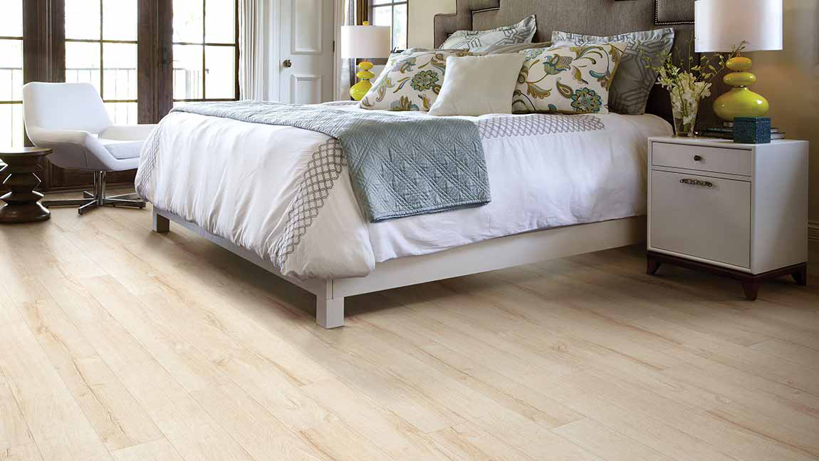 Laminate flooring in a bedroom, installation services available